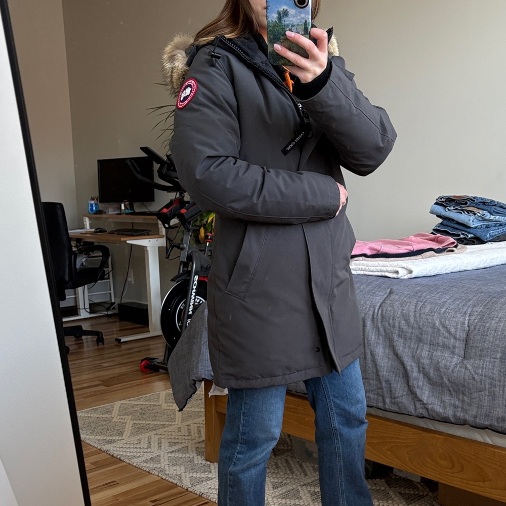 Canada Goose Women's Dark Gray Parka with Fur-Trim Hood
